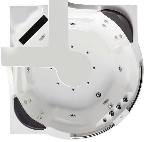 Ванна гидромассажная пристенная угловая Gemy G9070 K 170х170х225 (белый), слив-перелив