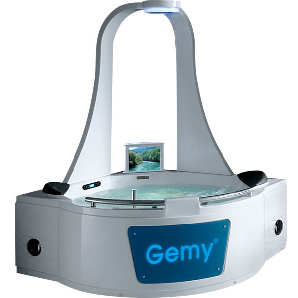 Ванна гидромассажная пристенная угловая Gemy G9070 O 170х170х225 (белый), слив-перелив