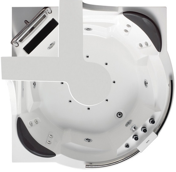 Ванна гидромассажная пристенная угловая Gemy G9070 O 170х170х225 (белый), слив-перелив