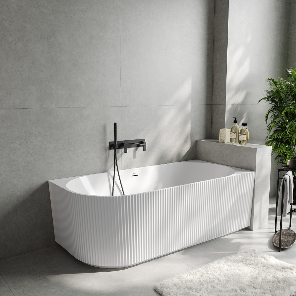 Ванна акриловая угловая, пристенная ABBER AB9329-1.5 R 150x75x58 (белый), правая, слив-перелив