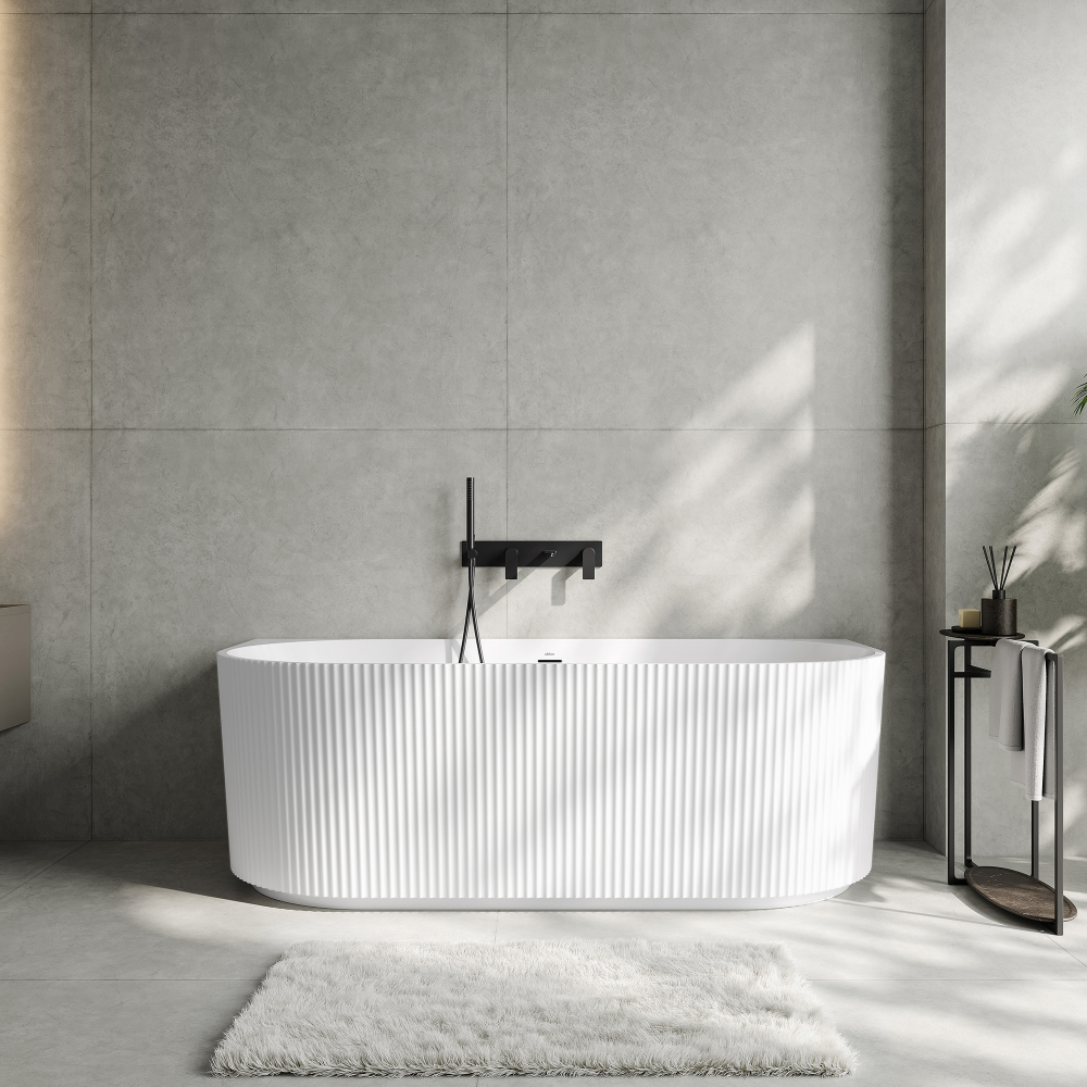 Ванна акриловая пристенная ABBER AB9330-1.5 150x75x58 (белый), слив-перелив