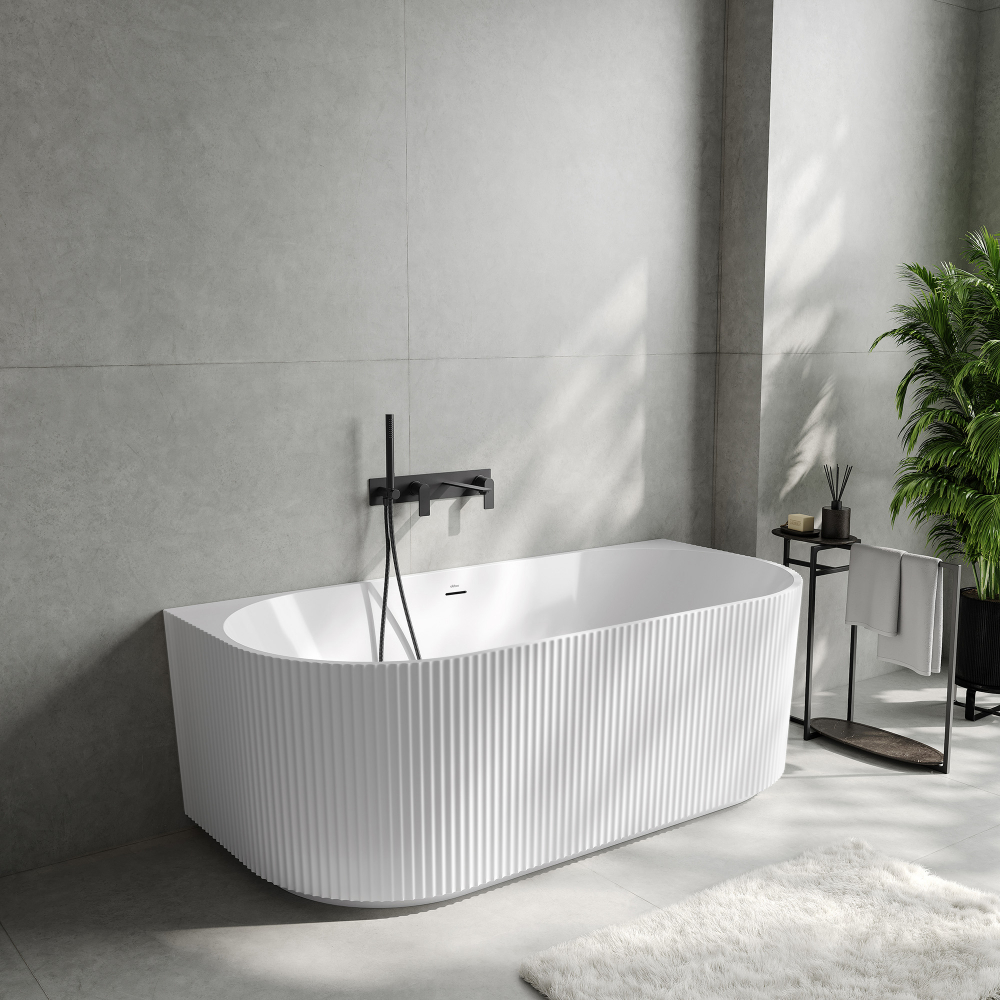 Ванна акриловая пристенная ABBER AB9330-1.5 150x75x58 (белый), слив-перелив