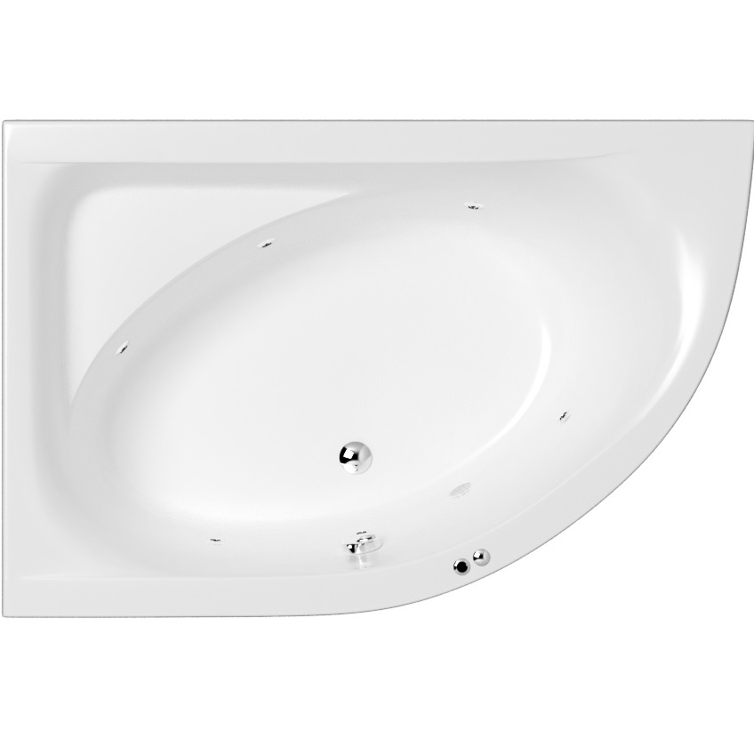 Ванна акриловая угловая Whitecross Aquarella 0108.170110.100.SOFT.CR 170x110 см., (белый глянцевый, хром), слив-перелив, левосторонняя