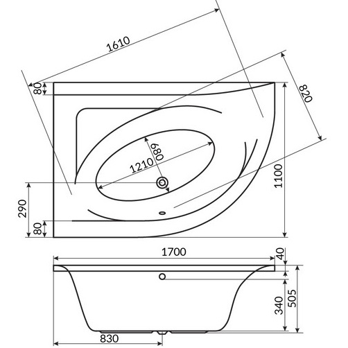 Ванна акриловая угловая Whitecross Aquarella 0108.170110.100.SOFT.WH 170x110 см., (белый глянцевый), слив-перелив, левосторонняя