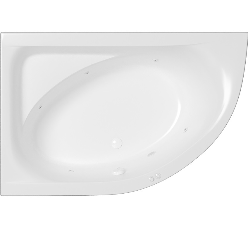 Ванна акриловая угловая Whitecross Aquarella 0108.170110.100.SOFT.WH 170x110 см., (белый глянцевый), слив-перелив, левосторонняя
