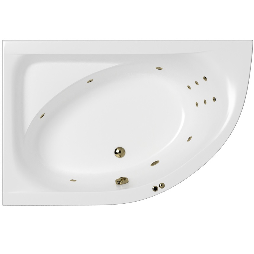 Ванна акриловая угловая Whitecross Aquarella 0108.170110.100.LINE.BR 170x110 см., (белый глянцевый, бронза), слив-перелив, левосторонняя