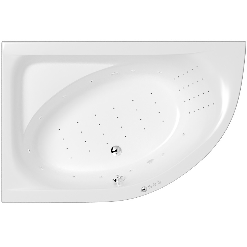 Ванна акриловая угловая Whitecross Aquarella 0108.170110.100.NANO.CR 170x110 см., (белый глянцевый, хром), слив-перелив, хромотерапия, левосторонняя