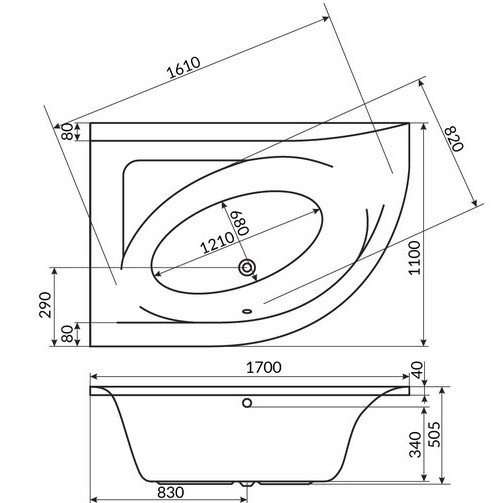Ванна акриловая угловая Whitecross Aquarella 0108.170110.100.NANO.CR 170x110 см., (белый глянцевый, хром), слив-перелив, хромотерапия, левосторонняя