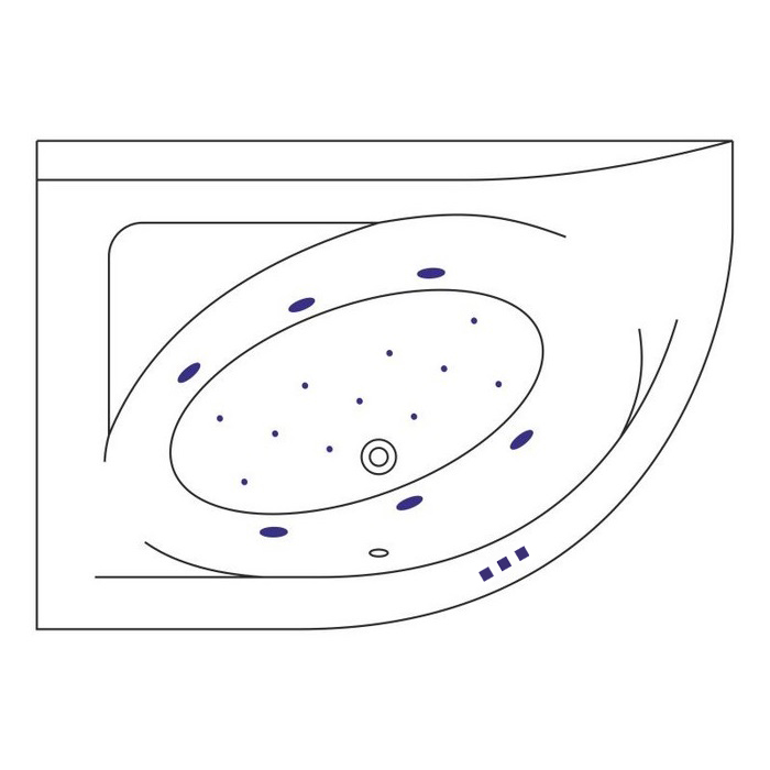 Ванна акриловая угловая Whitecross Aquarella 0108.170110.100.RELAX.BR 170x110 см., (белый глянцевый, бронза), слив-перелив, хромотерапия, левосторонняя