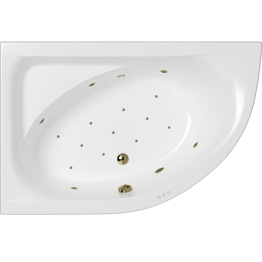 Ванна акриловая угловая Whitecross Aquarella 0108.170110.100.RELAX.BR 170x110 см., (белый глянцевый, бронза), слив-перелив, хромотерапия, левосторонняя