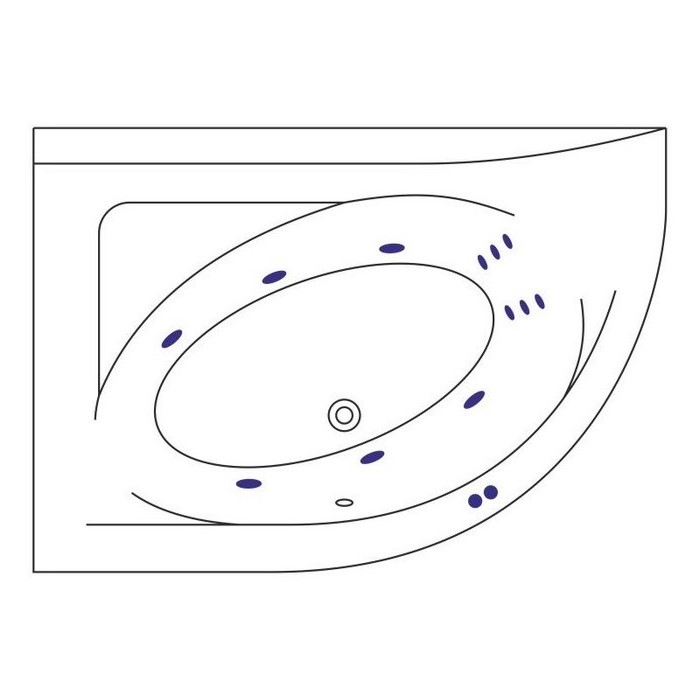 Ванна акриловая угловая Whitecross Aquarella 0108.170110.100.RELAX.WH 170x110 см., (белый глянцевый), слив-перелив, хромотерапия, левосторонняя
