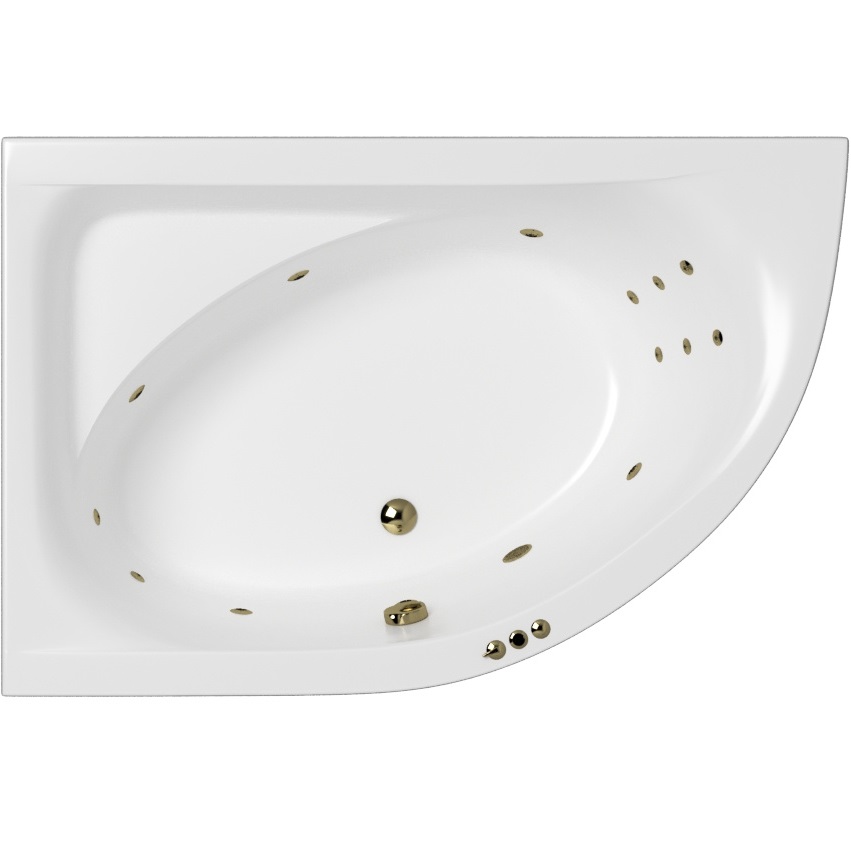 Ванна акриловая угловая Whitecross Aquarella 0108.170110.100.SMART.BR 170x110 см., (белый глянцевый, бронза), слив-перелив, левосторонняя