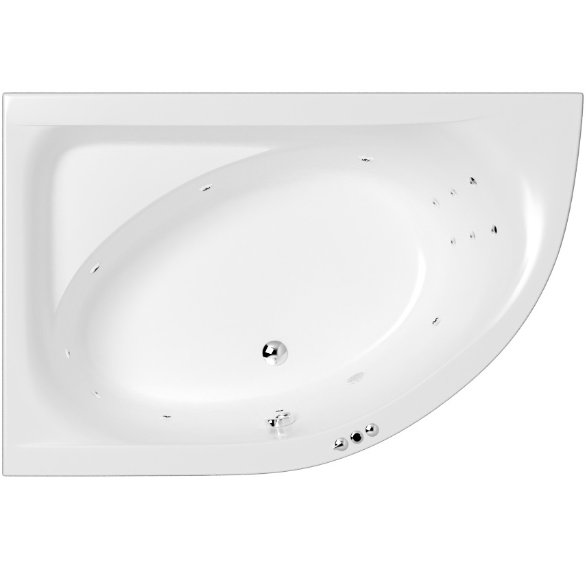 Ванна акриловая угловая Whitecross Aquarella 0108.170110.100.SMART.CR 170x110 см., (белый глянцевый, хром), слив-перелив, левосторонняя