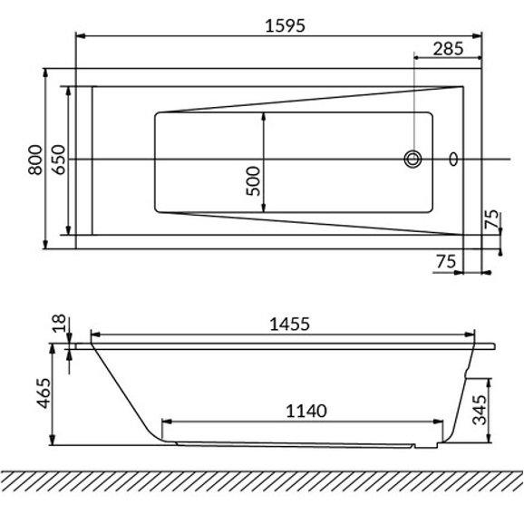 Ванна встраиваемая акриловая Whitecross Wave Slim 0111.160080.100 160x80 см, (белый глянцевый)