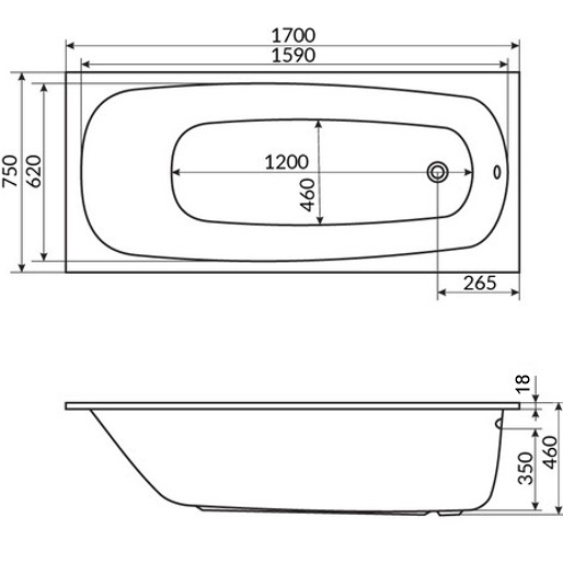 Ванна встраиваемая акриловая Whitecross Layla Slim 0122.170075.100 170x75 см, (белый глянцевый)