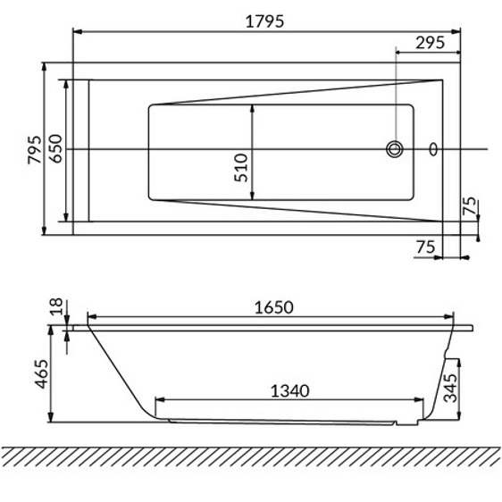 Ванна встраиваемая акриловая Whitecross Wave Slim 0111.180080.100 180x80 см, (белый глянцевый)