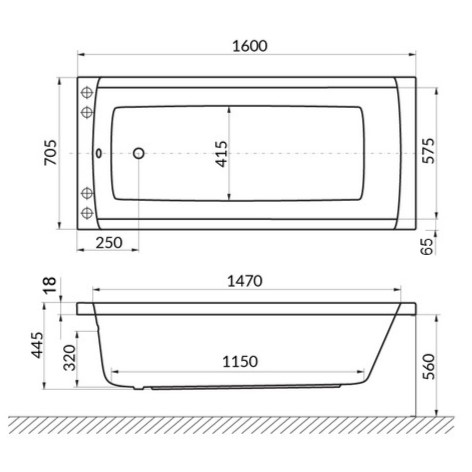 Ванна акриловая встраиваемая Excellent Aquaria Slim WAEX.AQU16WHS 160x70 (белый глянец), без слива-перелива