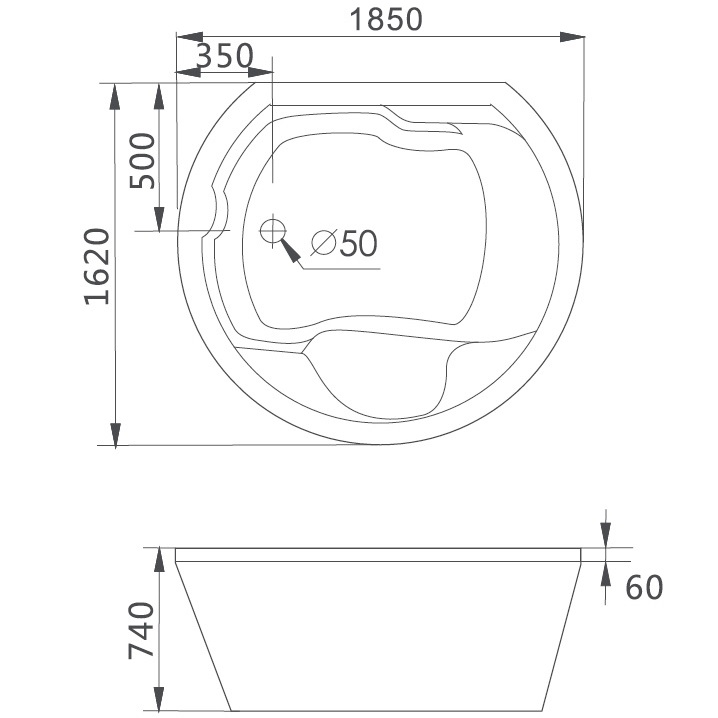 Ванна гидромассажная встраиваемая Gemy G9053 K 185х162х74 (белый), слив-перелив