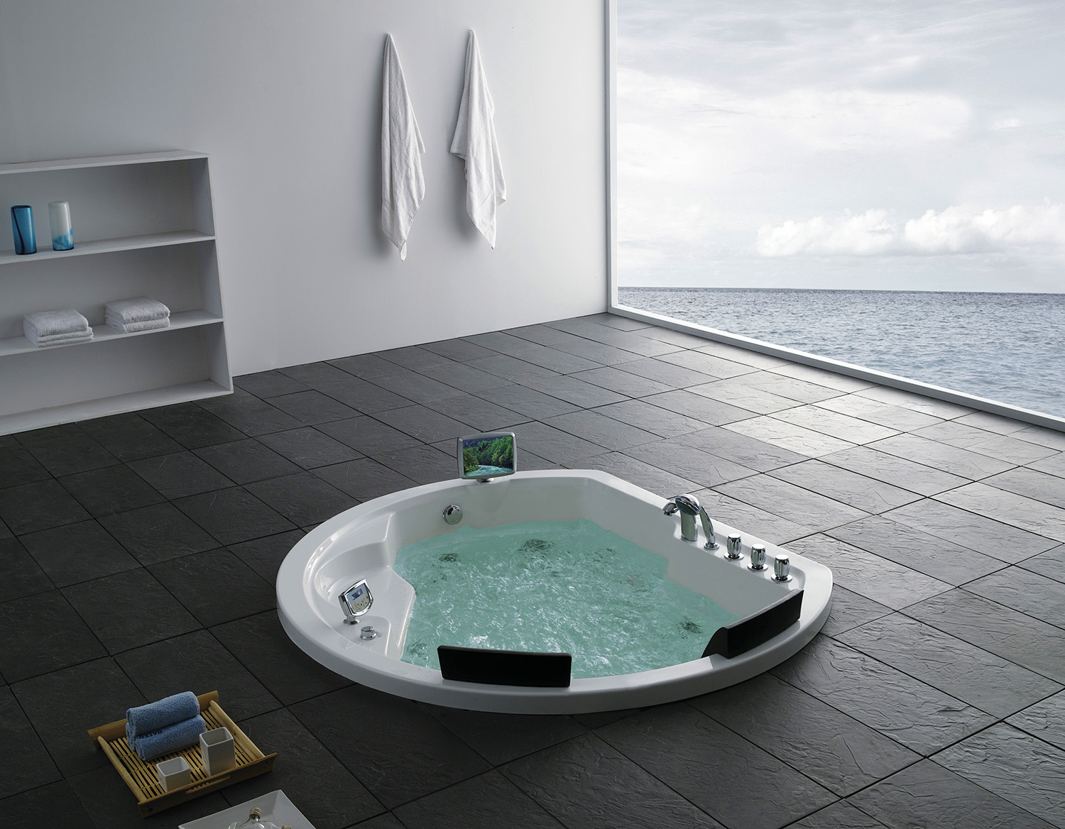 Ванна гидромассажная встраиваемая Gemy G9053 O 185х162х74 (белый), слив-перелив