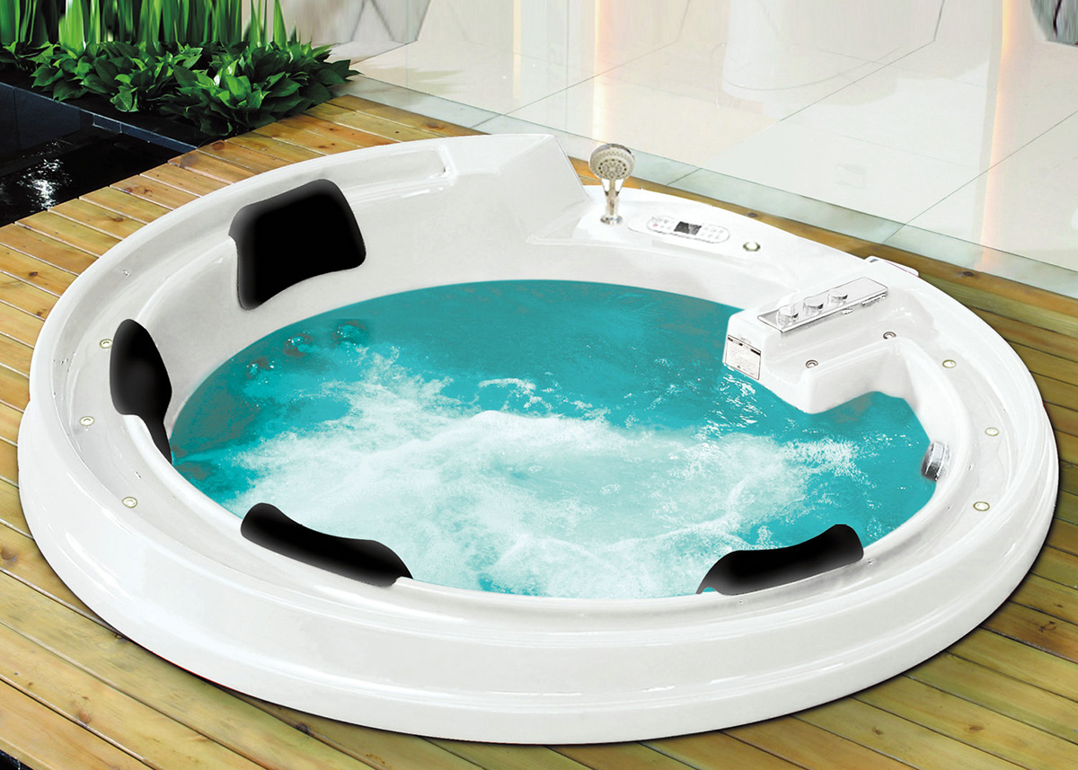 Ванна гидромассажная встраиваемая Gemy G9090 K 190х190х90 (белый), слив-перелив