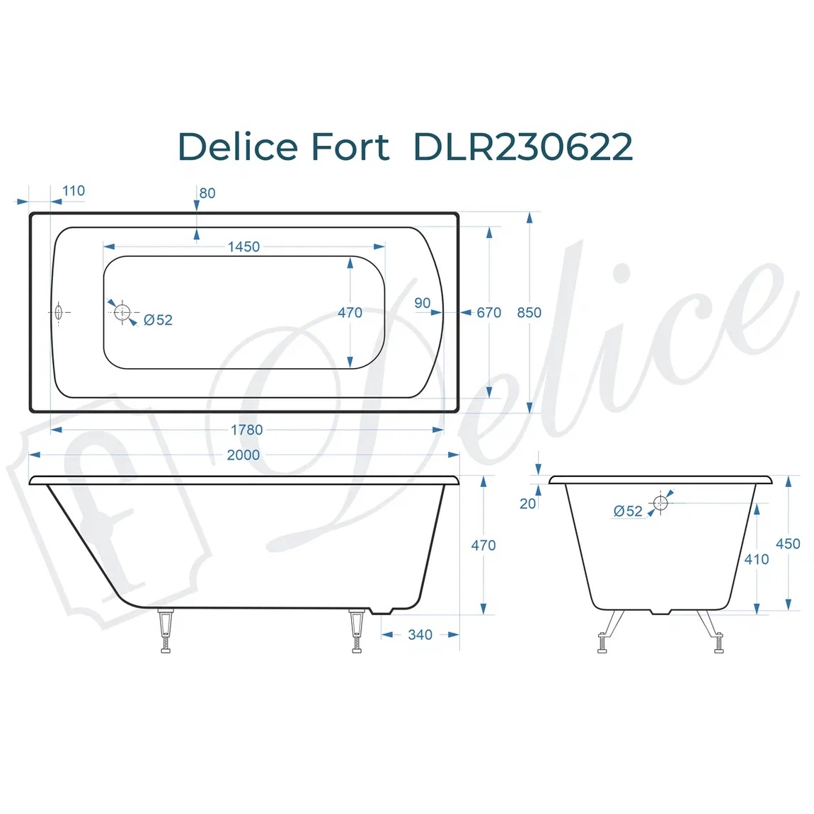 Ванна чугунная Delice Fort DLR230622 200х85 (белый), встраиваемая