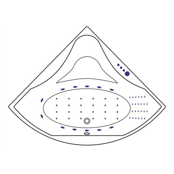 Ванна гидромассажная акриловая Excellent Glamour NANO WAEX.GLA15.NANO.CR 150x150 (белый глянцевый, хром), каркас, слив-перелив