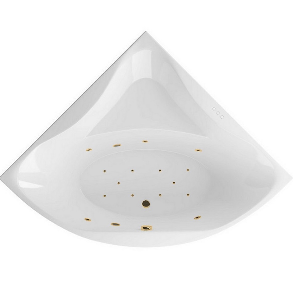 Ванна гидромассажная акриловая Excellent Glamour RELAX WAEX.GLA15.RELAX.GL 150x150 (белый глянцевый, золотой), каркас, слив-перелив