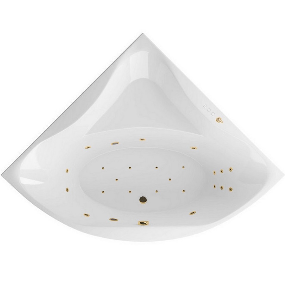 Ванна гидромассажная акриловая Excellent Glamour ULTRA WAEX.GLA15.ULTRA.GL 150x150 (белый глянцевый, золотой), каркас, слив-перелив