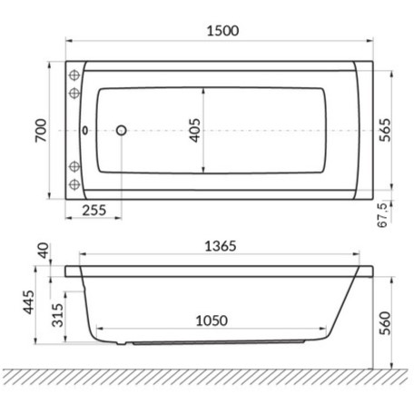 Ванна гидромассажная Excellent Aquaria Line Nano WAEX.AQU15.LINENANO.CR 150x70 (хром), на каркасе, со сливом-переливом