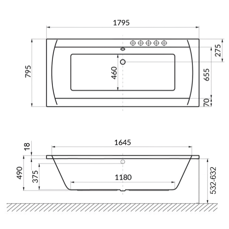 Ванна гидромассажная Excellent Aquaria Lux Slim Relax WAEX.AQU18S.RELAX.WH 180x80 (белый), на каркасе, со сливом-переливом