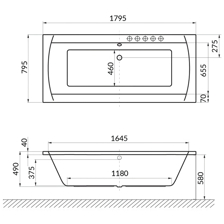 Ванна гидромассажная Excellent Aquaria Lux Soft WAEX.AQU18.SOFT.WH 180x80 (белый), на каркасе, со сливом-переливом