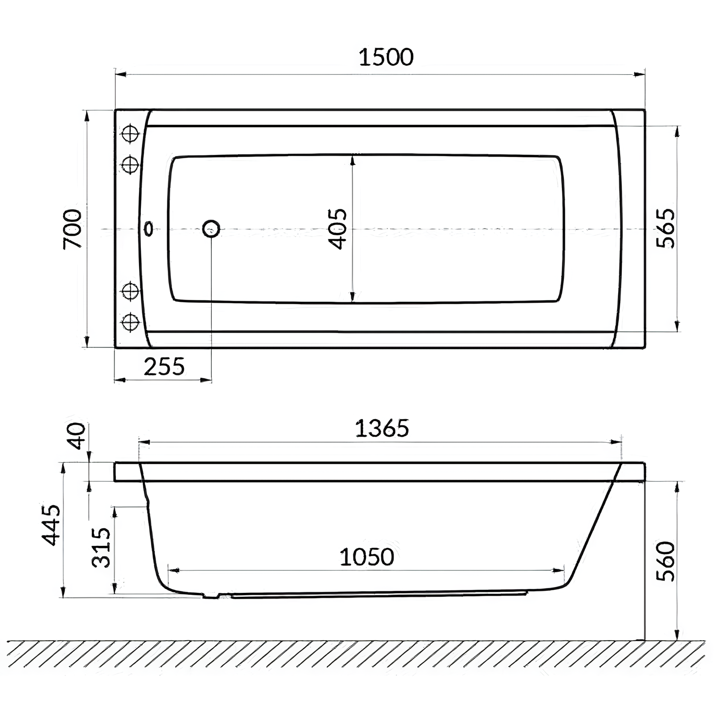 Ванна гидромассажная Excellent Aquaria Relax WAEX.AQU15.RELAX.CR 150x70 (хром), на каркасе, со сливом-переливом