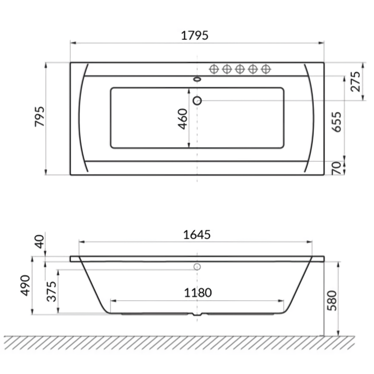Ванна гидромассажная Excellent Aquaria Lux Relax WAEX.AQU18.RELAX.BR 180x80 (бронза), на каркасе, со сливом-переливом