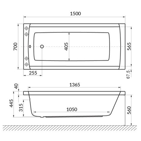 Ванна гидромассажная Excellent Aquaria Smart Nano WAEX.AQU15.SMARTNANO.CR 150x70 (хром), на каркасе, со сливом-переливом