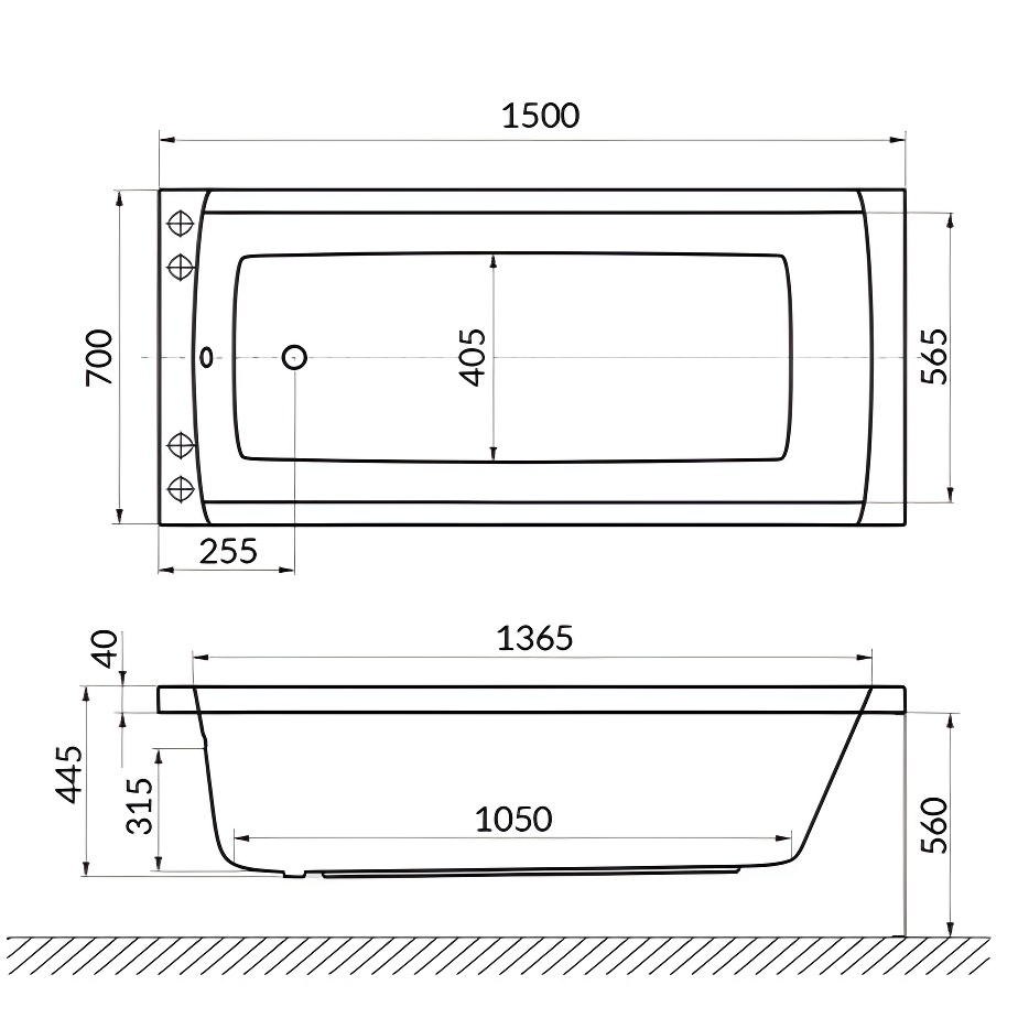 Ванна гидромассажная Excellent Aquaria Soft WAEX.AQU15.SOFT.BR 150x70 (бронза), на каркасе, со сливом-переливом