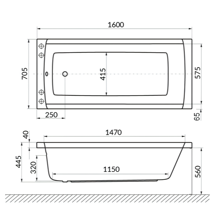 Ванна гидромассажная Excellent Aquaria Soft WAEX.AQU16.SOFT.CR 160x70 (хром), на каркасе, со сливом-переливом
