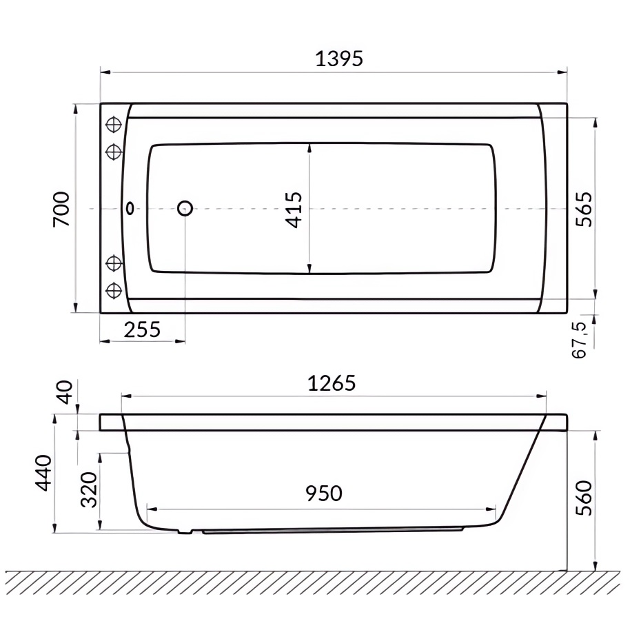 Ванна гидромассажная Excellent Aquaria Ultra Nano WAEX.AQU14.ULTRANANO.GL 140x70 (золото), на каркасе, со сливом-переливом