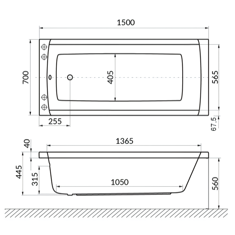 Ванна гидромассажная Excellent Aquaria Ultra Nano WAEX.AQU15.ULTRANANO.CR 150x70 (хром), на каркасе, со сливом-переливом