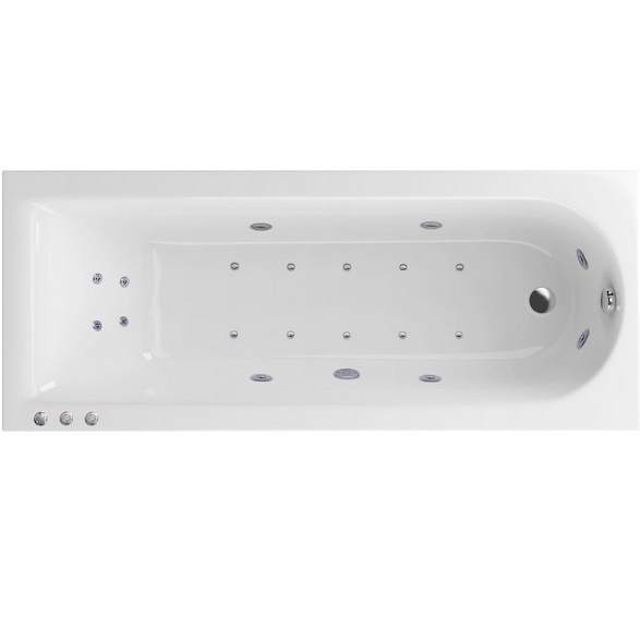 Ванна гидромассажная встраиваемая Excellent Aurum Slim LUX WAEX.AUR18S.LUX.CR 180x80 (белый глянцевый, хром), каркас, слив перелив