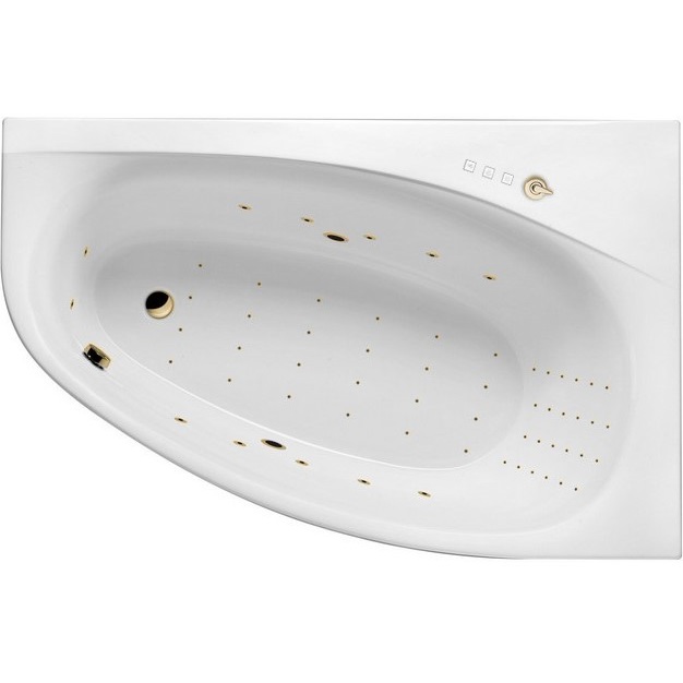Ванна гидромассажная Excellent Kameleon NANO WAEX.KMP17.NANO.GL 170x110 (белый глянцевый, золотой), каркас, слив-перелив, правая