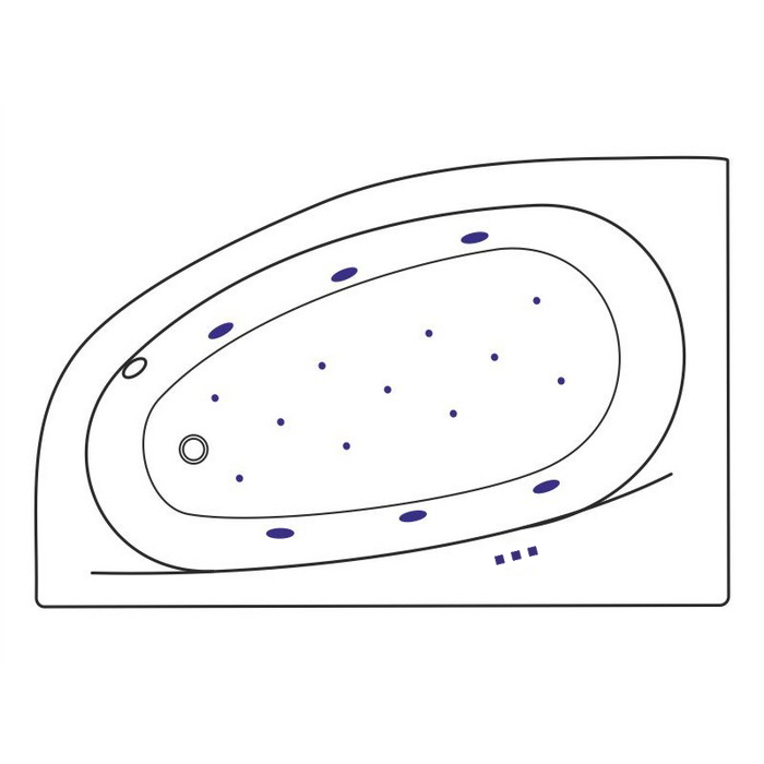 Ванна гидромассажная Excellent Kameleon RELAX WAEX.KML17.RELAX.GL 170x110 (белый глянцевый, золотой), каркас, слив- перелив, левая