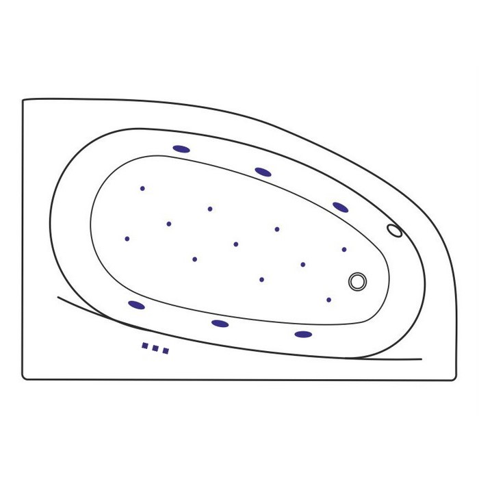 Ванна гидромассажная Excellent Kameleon RELAX WAEX.KMP17.RELAX.GL 170x110 (белый глянцевый, золотой), каркас, слив- перелив, правая