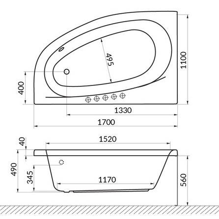 Ванна гидромассажная Excellent Kameleon SMART WAEX.KML17.SMART.BR 170x110 (белый глянцевый, бронза), каркас, слив-перелив, левая 