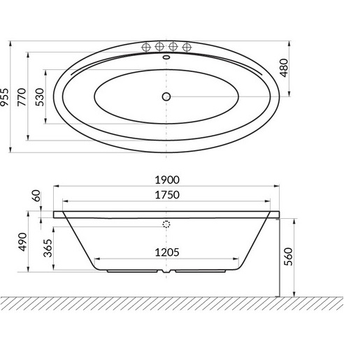Ванна гидромассажная Excellent Lumina RELAX WAEX.LUM19.RELAX.WH 190x95 (белый глянцевый), каркас, слив-перелив