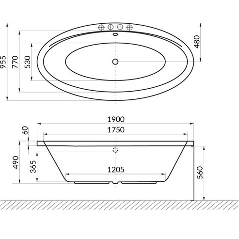 Ванна гидромассажная Excellent Lumina SOFT WAEX.LUM19.SOFT.WH 190x95 (белый глянцевый), каркас, слив-перелив
