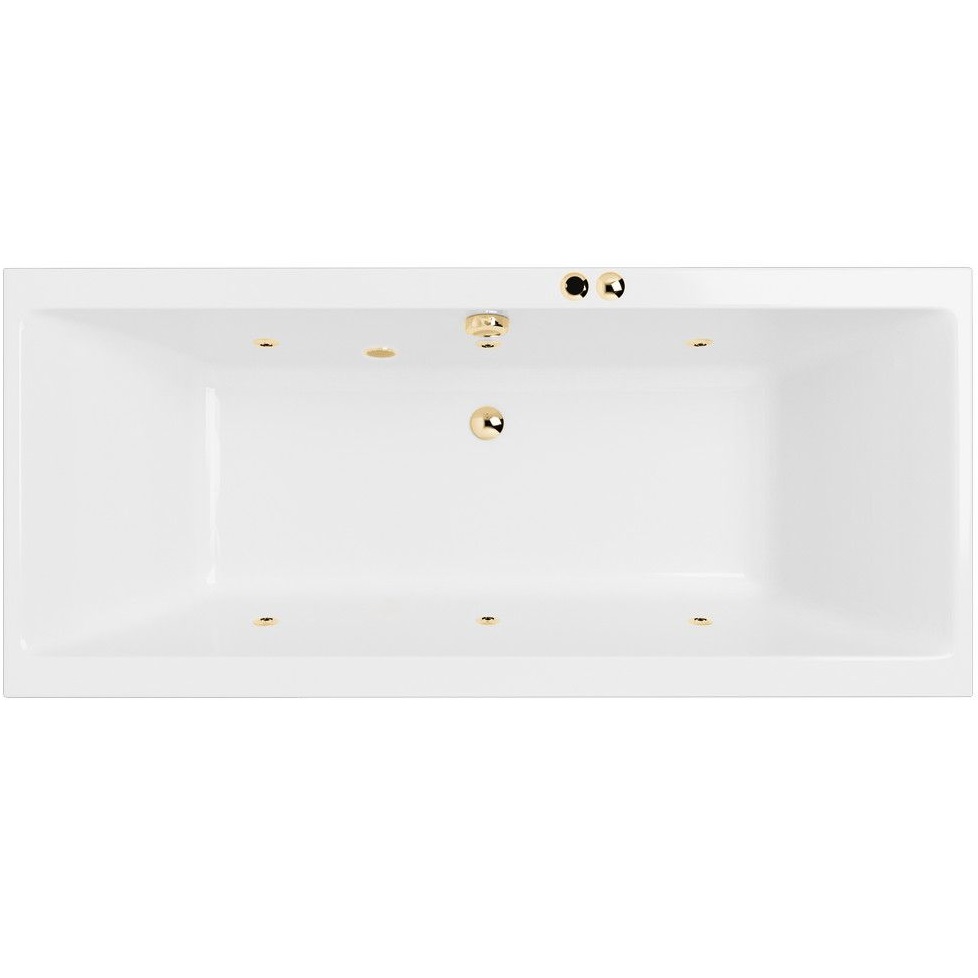 Ванна гидромассажная Excellent Pryzmat Slim SOFT WAEX.PRY17S.SOFT.GL 170x75 (белый глянцевый, золотой), каркас, слив-перелив
