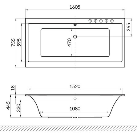 Ванна гидромассажная Excellent Pryzmat Slim SOFT WAEX.PRY16S.SOFT.CR 160x75 (белый глянцевый, хром), каркас, слив-перелив