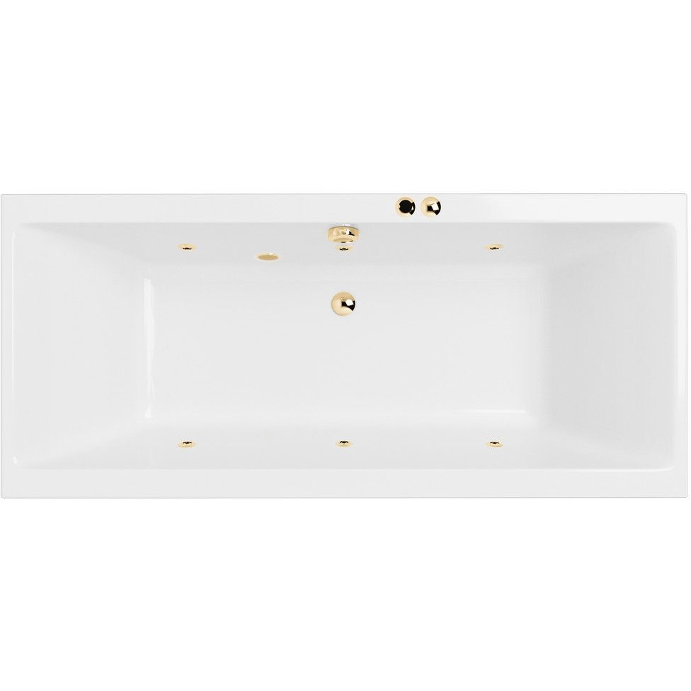 Ванна гидромассажная Excellent Pryzmat Slim SOFT WAEX.PRY18S.SOFT.GL 180x80 (белый глянцевый, золотой), каркас, слив-перелив