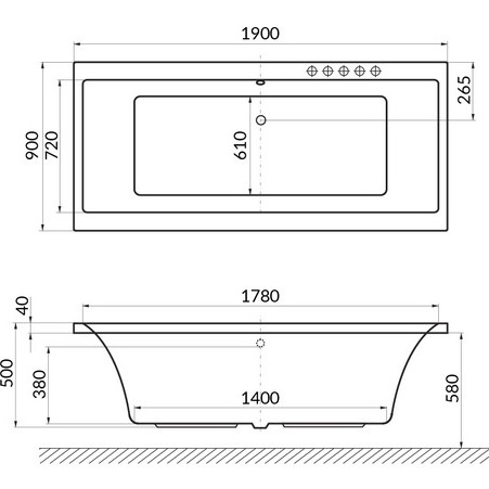 Ванна гидромассажная Excellent Pryzmat SMART WAEX.PRY19.SMART.CR 190x90 (белый глянцевый, хром), каркас, слив-перелив