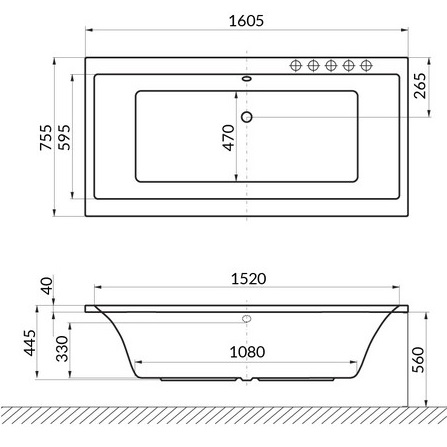 Ванна гидромассажная Excellent Pryzmat SOFT WAEX.PRY16.SOFT.GL 160x75 (белый глянцевый, золотой), каркас, слив-перелив